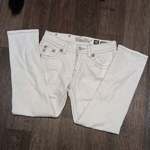 Miss Me White Straight Leg Jeans Classic Design Boyfrind Capri Size 23